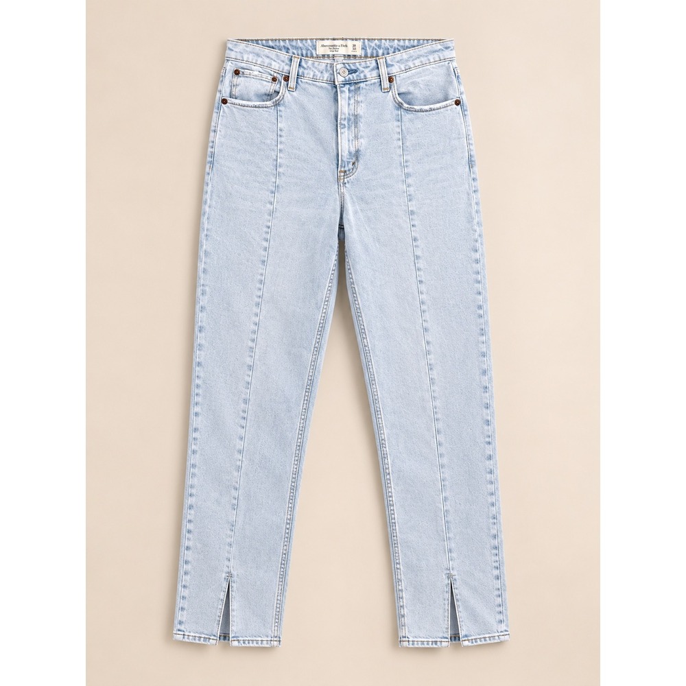 Abercrombie & Fitch Womens Jeans 30 10R Light Wash Curve Love Seam Split Hem